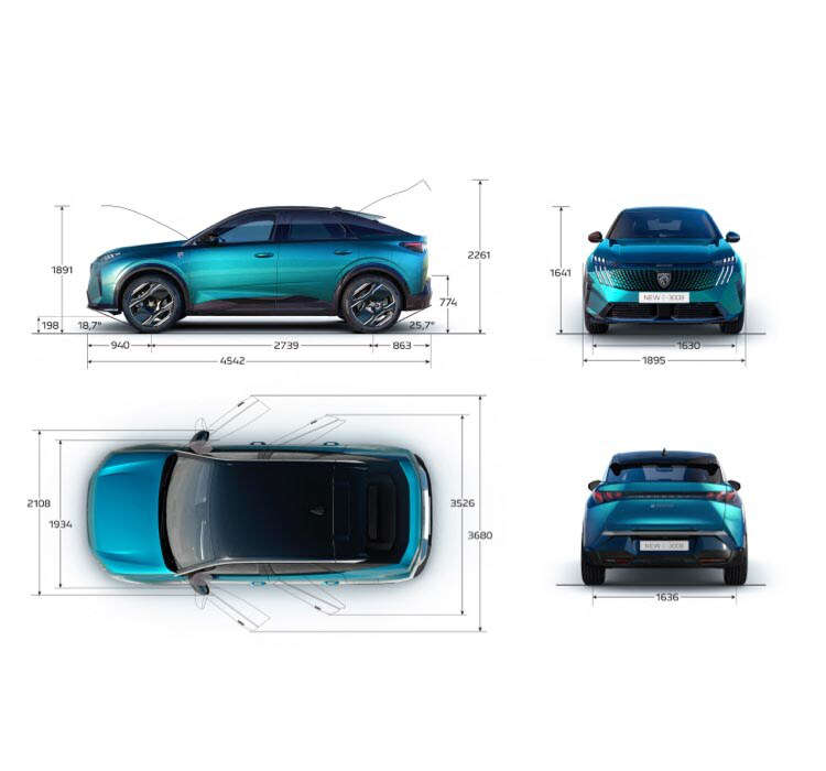 Зовнішні розміри Peugeot 3008